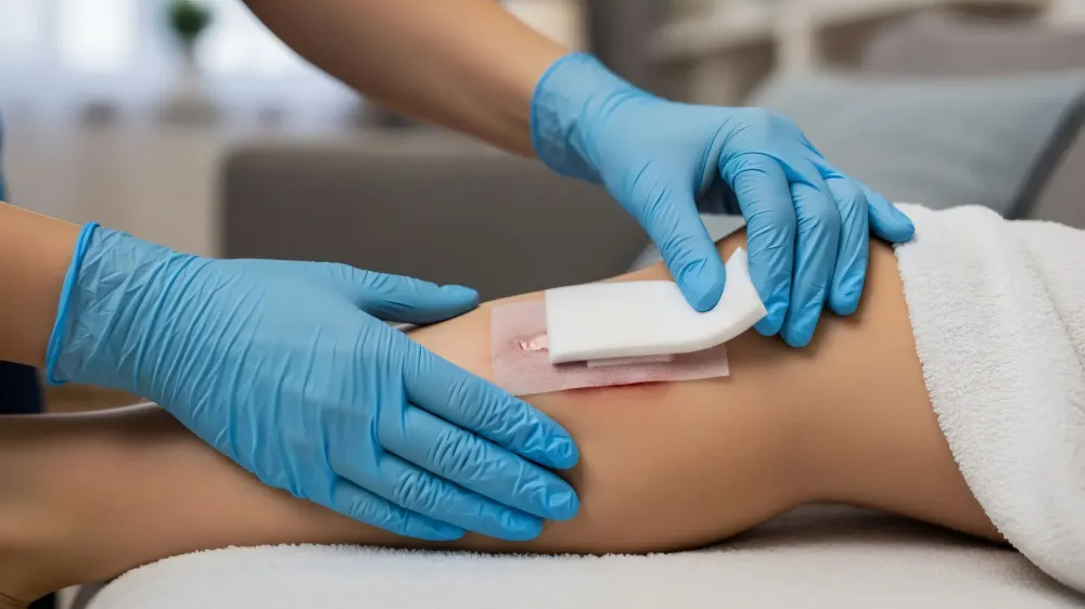 Changement de pansement près de Saint-Étienne-de-Fontbellon